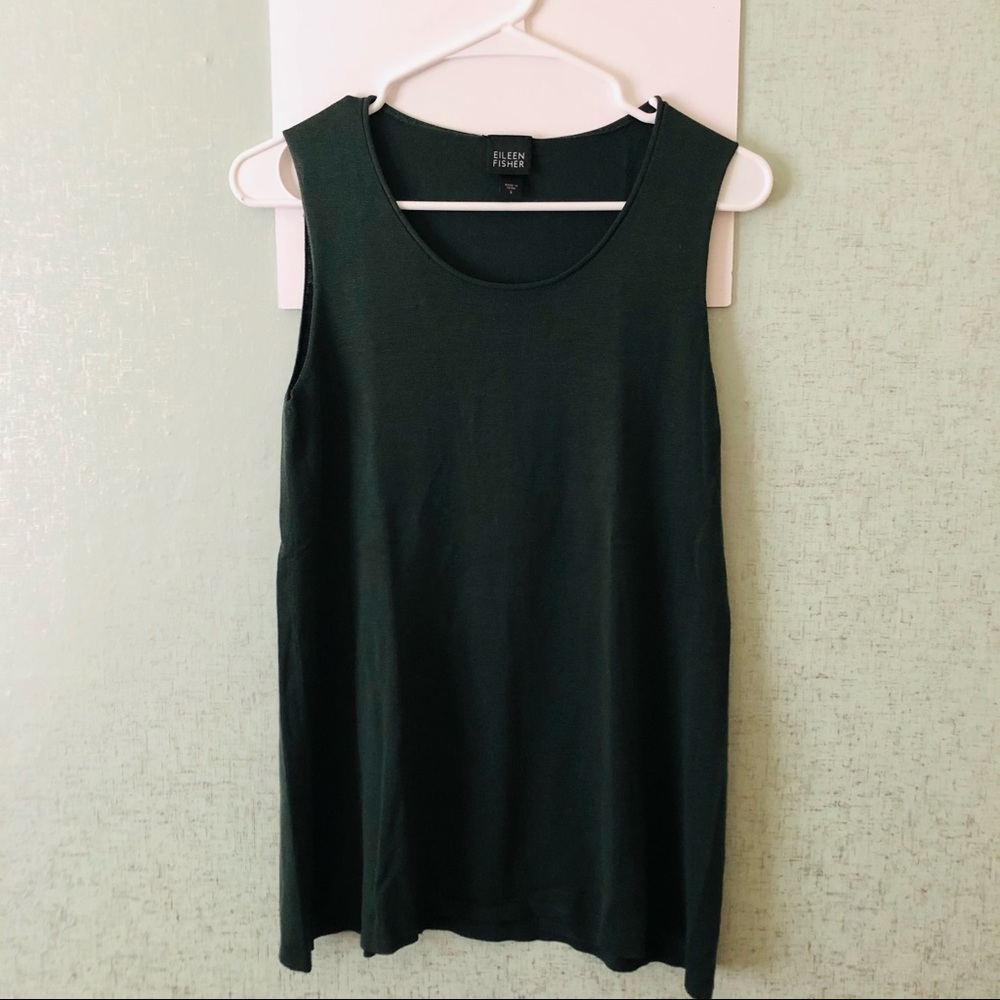 Eileen Fisher Forest Green Silk Blend Shell